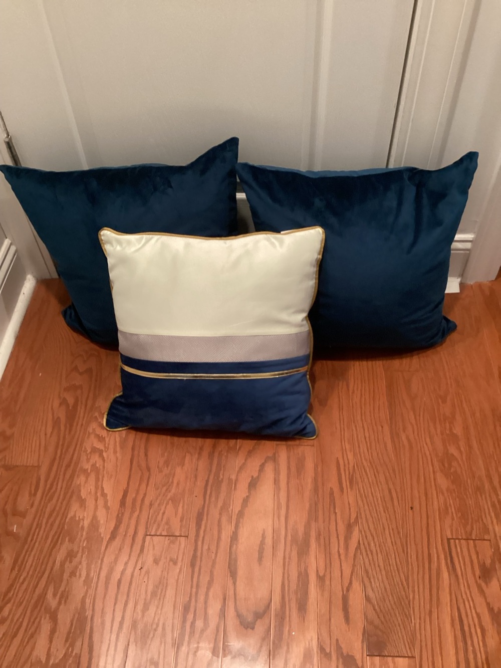 Navy and Cream Decorative Throw 3 Pillow Set - Elegant Accent Cushions